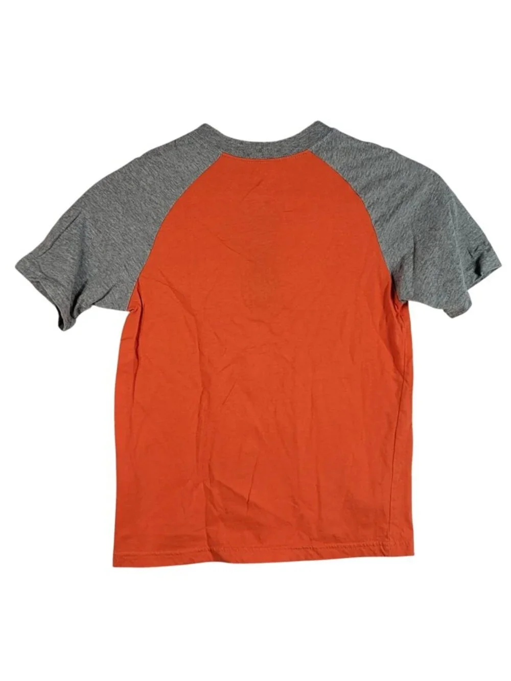 Children's Place Boys Henley Shirt Orange Gray SZ 7 Medium Short Sleeve Pullover
